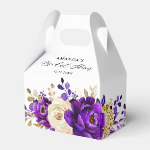 Royal Lila Violet Gold Botanisches Brautparty Geschenkschachtel