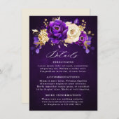 Royal Lila Violet Gold Floral Botanische Hochzeit Begleitkarte (Vorne/Hinten)