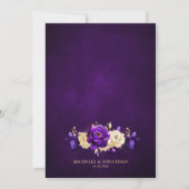 Royal Lila Violet Gold Floral Botanische Hochzeit Einladung (Rückseite)