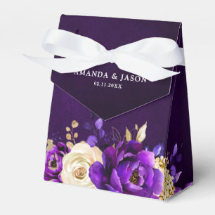 Royal Lila Violet Gold Floral Botanische Hochzeit Geschenkschachtel