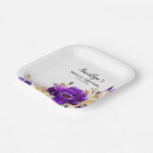 Royal Lila Violet Gold Floral Botanische Hochzeit Pappteller (Gewinkelt)