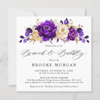 Royal Lila Violet Gold Floral Brautparty