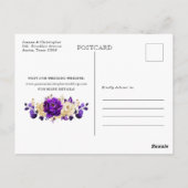 Royal Lila Violet Gold Floral Save the Date Postkarte (Rückseite)