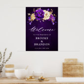 Royal Lila Violet Gold Floral Wedding Willkommen P Poster (Küche)