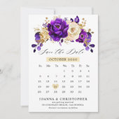 Royal Lila Violet Gold Kalender Save the Date (Vorderseite)