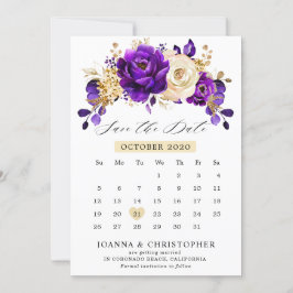 Royal Lila Violet Gold Kalender Save the Date