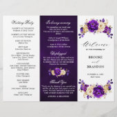 Royal Lila Violet Gold Wedding Dreifachprogramm (Vorderseite)