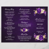 Royal Lila Violet Gold Wedding Tri Fold Program (Vorderseite)