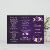 Royal Lila Violet Gold Wedding Tri Fold Program (Stehend Vorderseite)