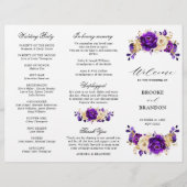 Royal Lila Violet Gold Wedding Tri Fold Program (Vorderseite)