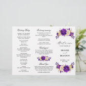 Royal Lila Violet Gold Wedding Tri Fold Program (Stehend Vorderseite)