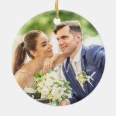 Royal Lila Wedding Personalisiertes Foto Weihnacht Keramik Ornament (Hinten)