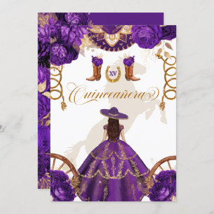 Royal Lila Western Charro 2-seitig Quinceanera Einladung