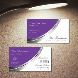 Royal Lila White mit dekorativer Silber-Dekoration Visitenkarte