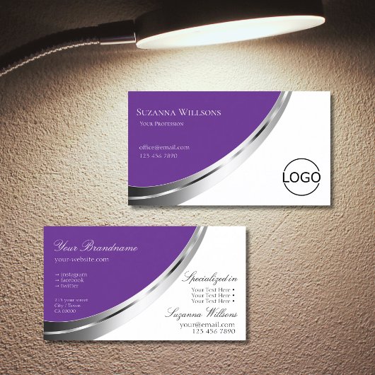 Royal Lila White mit Silver Decoder und Logo Visitenkarte
