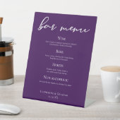 Royal Lila White Script Wedding Bar Menu Sockelschild (In SItu)