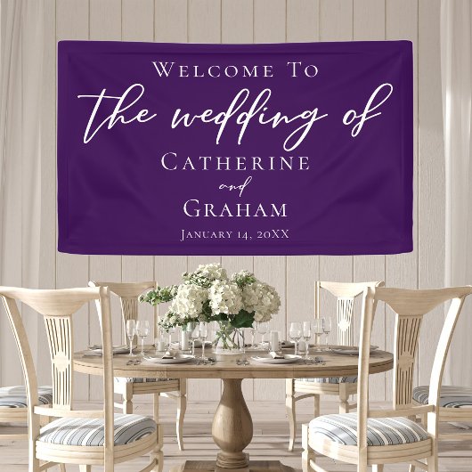 Royal Lila White Typografy Abend Wedding Banner