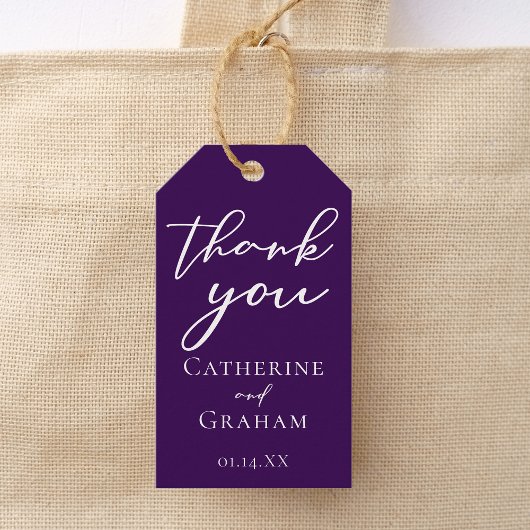 Royal Lila White Typografy Abend Wedding Geschenkanhänger