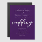 Royal Lila White Typografy Abend Wedding Magneteinladung (Vorne/Hinten)