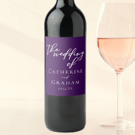 Royal Lila White Typografy Abend Wedding Weinetikett