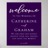 Royal Lila White Typografy Personalisiert Wedding Poster (Vorne)