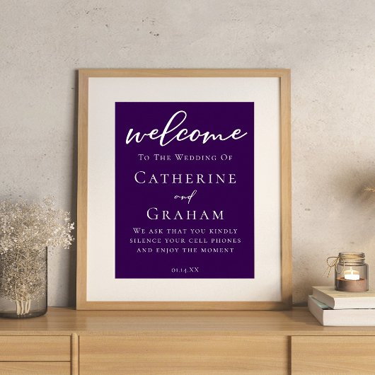 Royal Lila White Typografy Personalisiert Wedding Poster