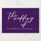 Royal Lila White Typografy Personalisiert Wedding Schaumweinetikett (Einzelnes Label)