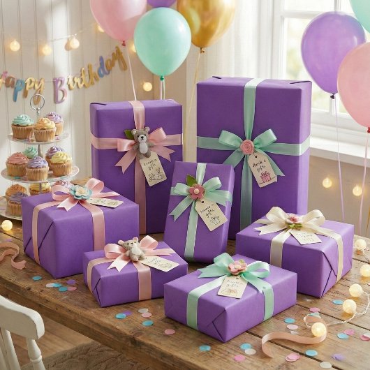 Royal Lila Wrapping Paper Bold Solid Color Gift Geschenkpapier