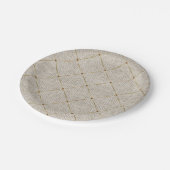 Royal Linen Gold French Trim Eleganter Spaß Pappteller (Schrägansicht)