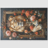 Royal Lion King Crown Floral Frame Decoupage Seidenpapier (Vorderseite)