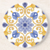 Royal Lisbon Scrollwork  Elegant Portuguese Blue  Getränkeuntersetzer (Vorne)