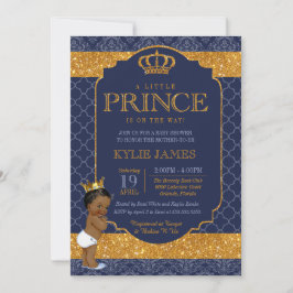 Royal Little Prince Navy Blue Gold Baby Dusche Einladung