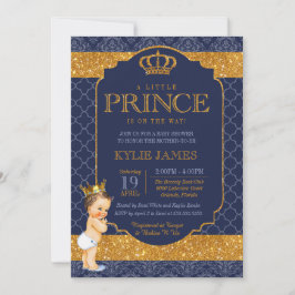 Royal Little Prince Navy Blue Gold Baby Dusche Einladung