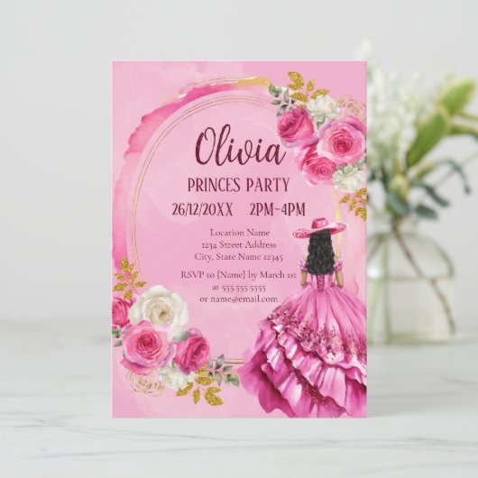 Royal Little Princess Birthday Einladung (Stehend Vorderseite)