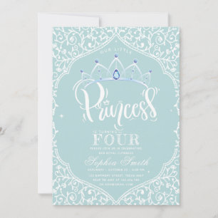 Royal Little Princess Blue Ornamental Einladung