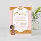 Royal Little Princess Pink and Gold Baby Dusche Einladung (Stehend Vorderseite)