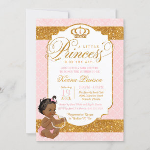 Royal Little Princess Pink and Gold Baby Dusche Einladung