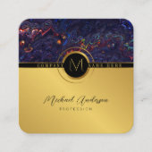 Royal Luxury Gold Round Abstrakt & Agate Monogram Quadratische Visitenkarte (Vorderseite)