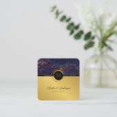 Royal Luxury Gold Round Abstrakt & Agate Monogram Quadratische Visitenkarte (Stehend Vorderseite)