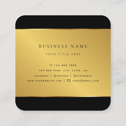 Royal Luxury Gold Round Abstrakt & Agate Monogram Quadratische Visitenkarte (Rückseite)