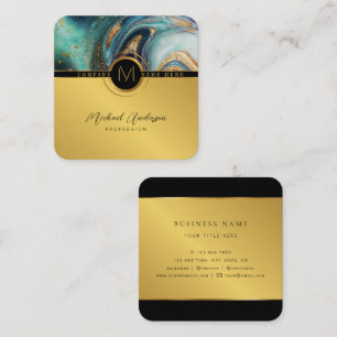 Royal Luxury Gold Rundes Abstractes & Achat-Monogr Quadratische Visitenkarte