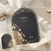 Royal Luxury Golden Floral Islamic Arch Wedding Einladung