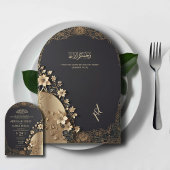Royal Luxury Golden Floral Islamic Arch Wedding Einladung