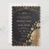 Royal & Luxury Golden Floral Ismic Wedding Einladung (Vorderseite)