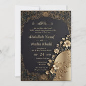 Royal & Luxury Golden Floral Ismic Wedding Einladung (Vorderseite)