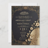 Royal & Luxury Golden Floral Ismic Wedding Einladung (Vorderseite)