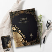 Royal & Luxury Golden Floral Ismic Wedding Einladung