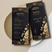 Royal & Luxury Golden Floral Ismic Wedding Menükarte