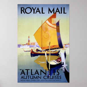 Royal Mail Atlantis Kreuzfahrtschiff Vintage Poste Poster