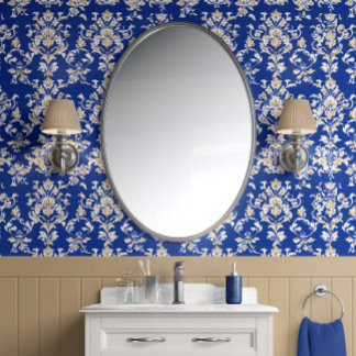 Royal Majestät - Cobalt Blue, Gold, White - Glam Tapete